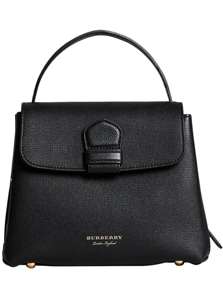 Burberry Small Grainy Leather And House Check Tote Bag - Black