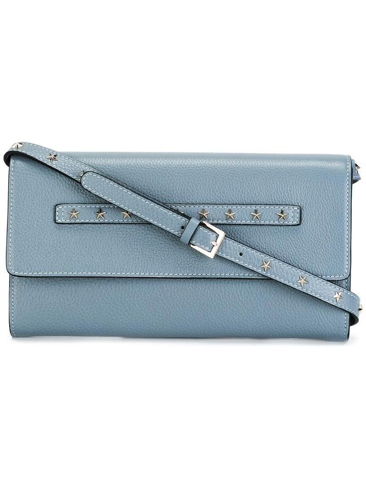 Red Valentino Studded Shoulder Bag, Blue, Calf Leather