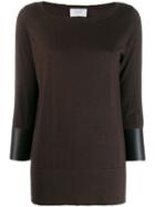 Snobby Sheep Leather Trim Jumper - Brown