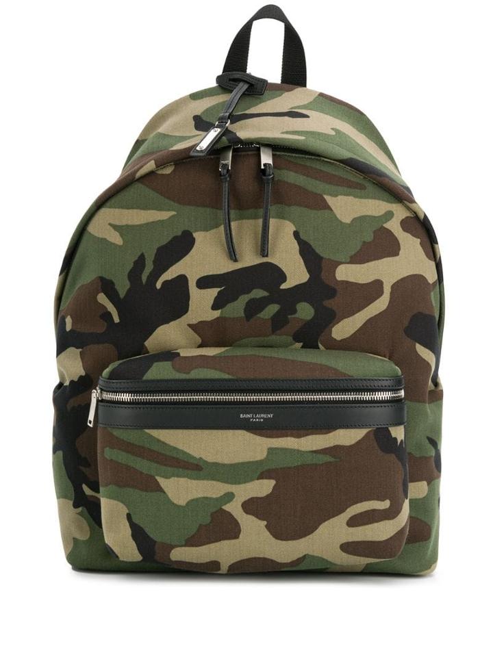 Saint Laurent Camouflage Pattern Backpack - Green