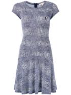 Michael Michael Kors Printed Flared Dress, Women's, Size: Xs, Blue, Polyester/spandex/elastane