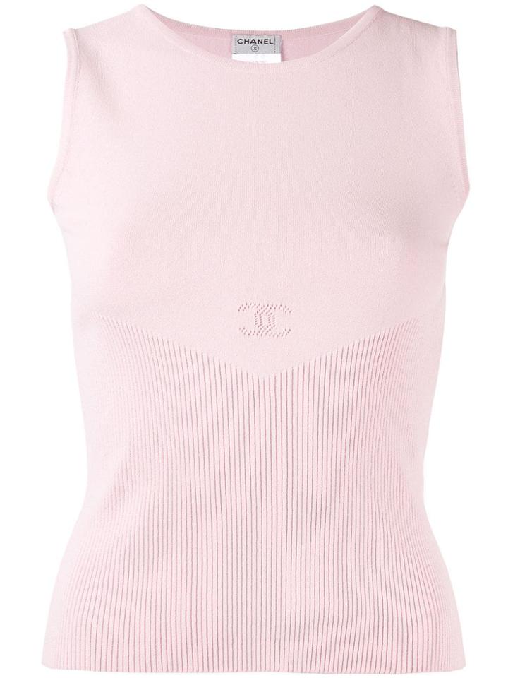 Chanel Vintage Cc Knitted Top - Pink