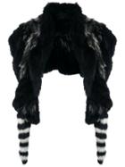 Andrea Bogosian Fox And Rabbit Fur Stole, Women's, Black, Fox Fur/rabbit Fur
