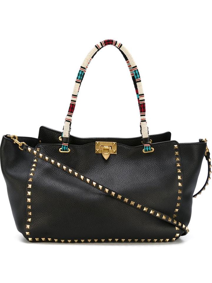 Valentino Garavani 'rockstud' Beaded Handle Tote