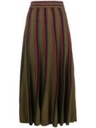 Temperley London Striped Pleated Midi Skirt - Green