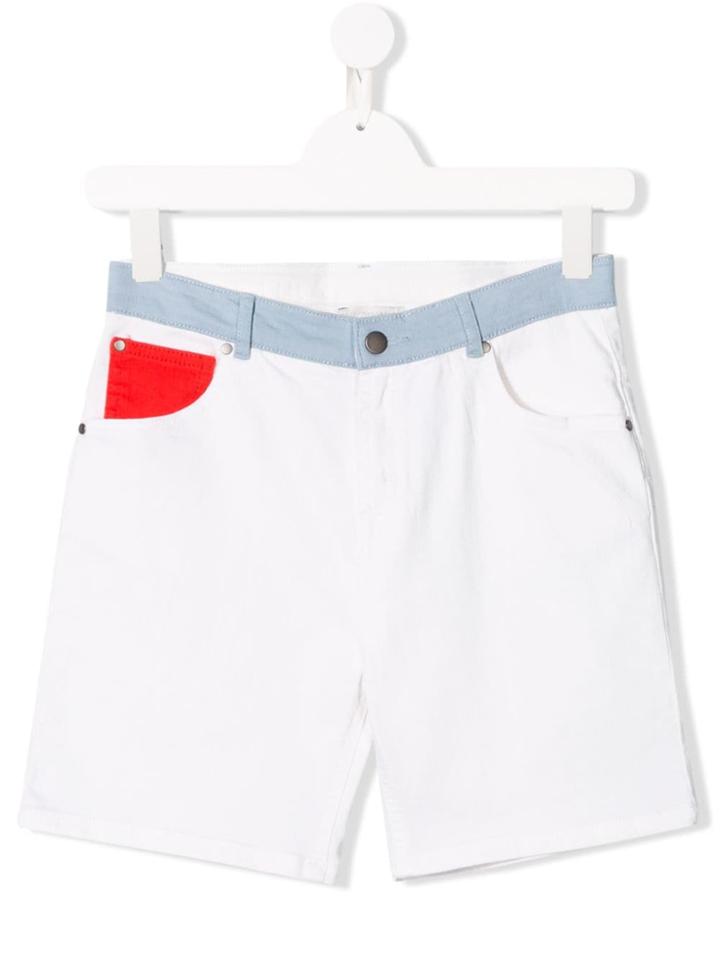Stella Mccartney Kids Teen Colour Block Denim Shorts - White