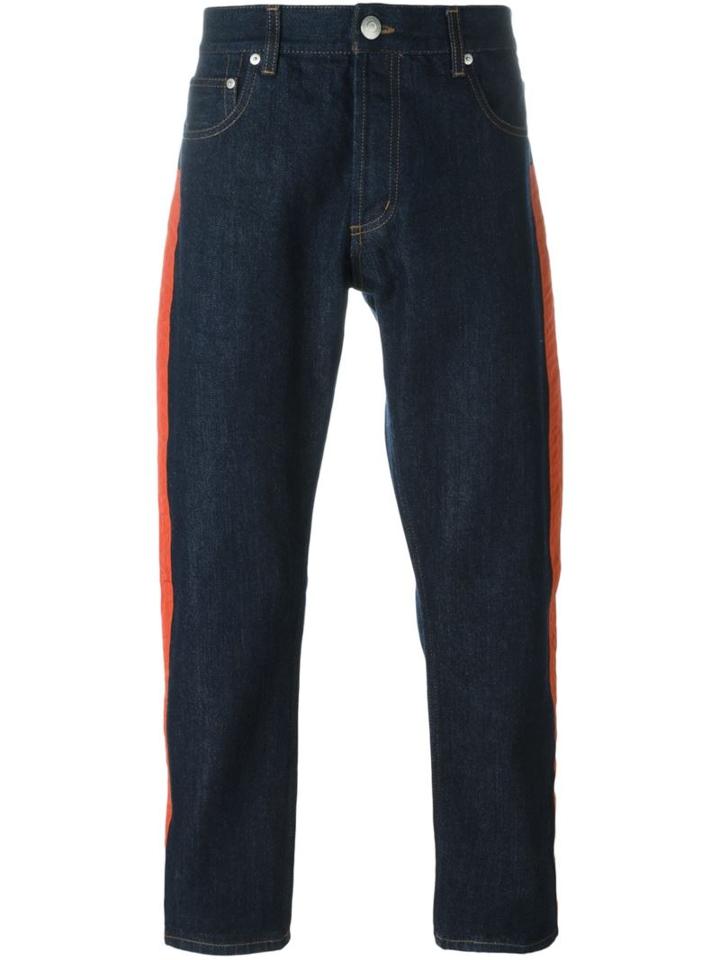 Alexander Mcqueen Stripe Appliqué Jeans, Men's, Size: 44, Blue, Cotton