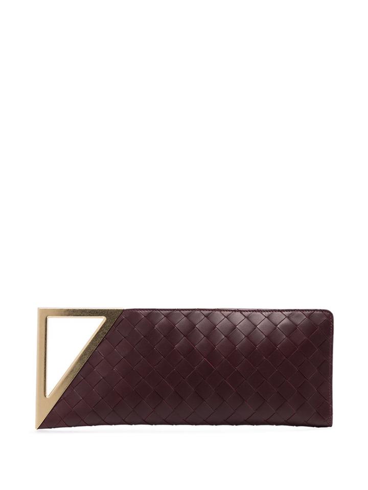 Bottega Veneta Bttga Lthr Intrecciato Tri Cltch - Red