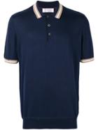 Brunello Cucinelli Striped Trim Polo Shirt - Blue