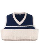 Raf Simons Cropped V-neck Jumper, Men's, Nude/neutrals, Virgin Wool