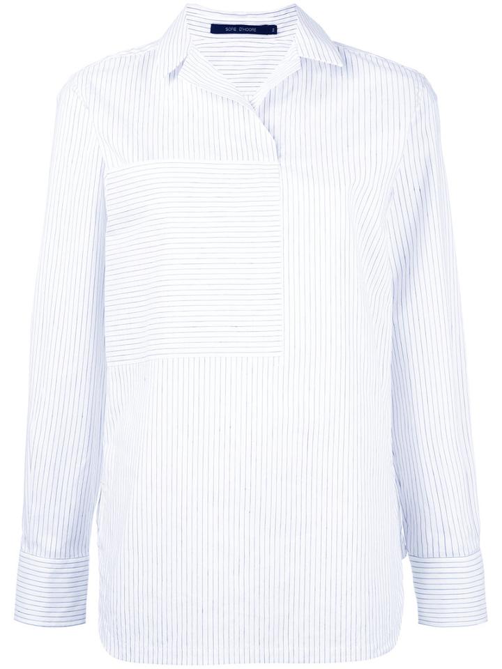 Sofie D'hoore Collared Blouse With Oversize Pocket, Women's, Size: 36, White, Cotton/linen/flax