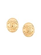Chanel Pre-owned Oval Cc Earrings - Gold