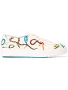 Santoni Snakes Print Trainers - White