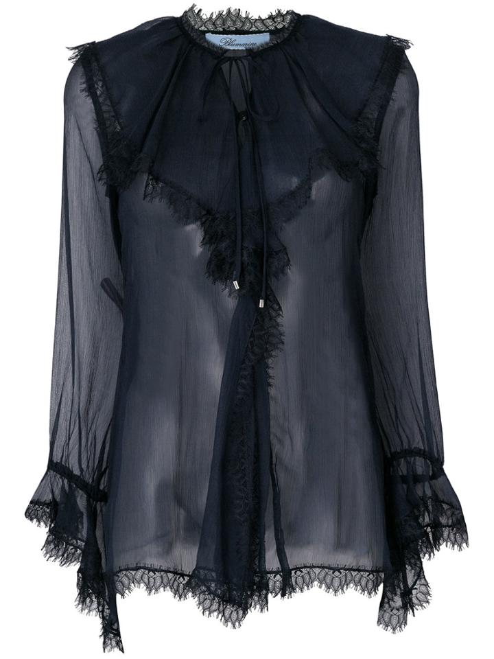 Blumarine Ruffled Neck Blouse - Blue