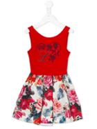 Lapin House Floral Print Flared Dress, Girl's, Size: 10 Yrs, Red