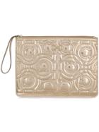 Salvatore Ferragamo Gancini Quilting Clutch - Gold