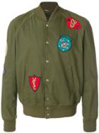 Saint Laurent Patch Embroidered Bomber Jacket - Green