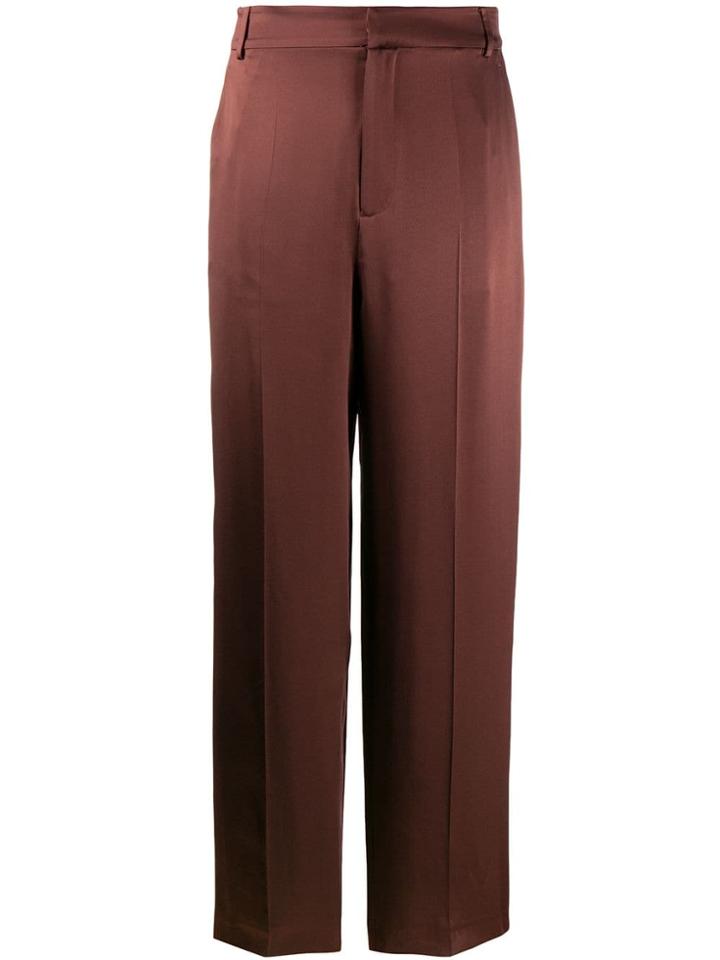 Joseph High-waisted Wide Leg Trousers - Brown