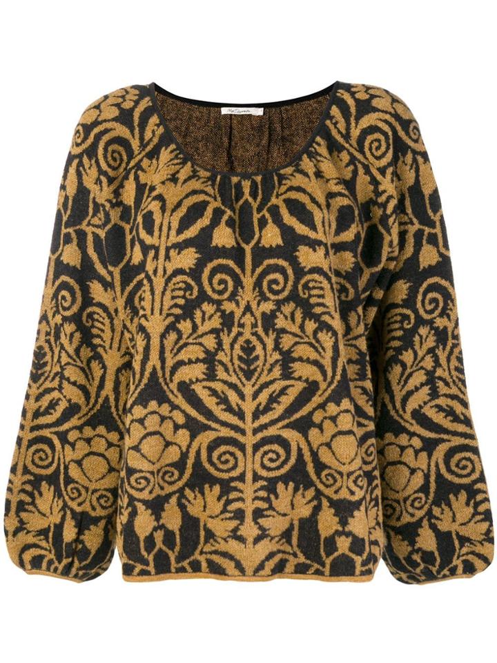 Mes Demoiselles Patterned Boxy Sweater - Black