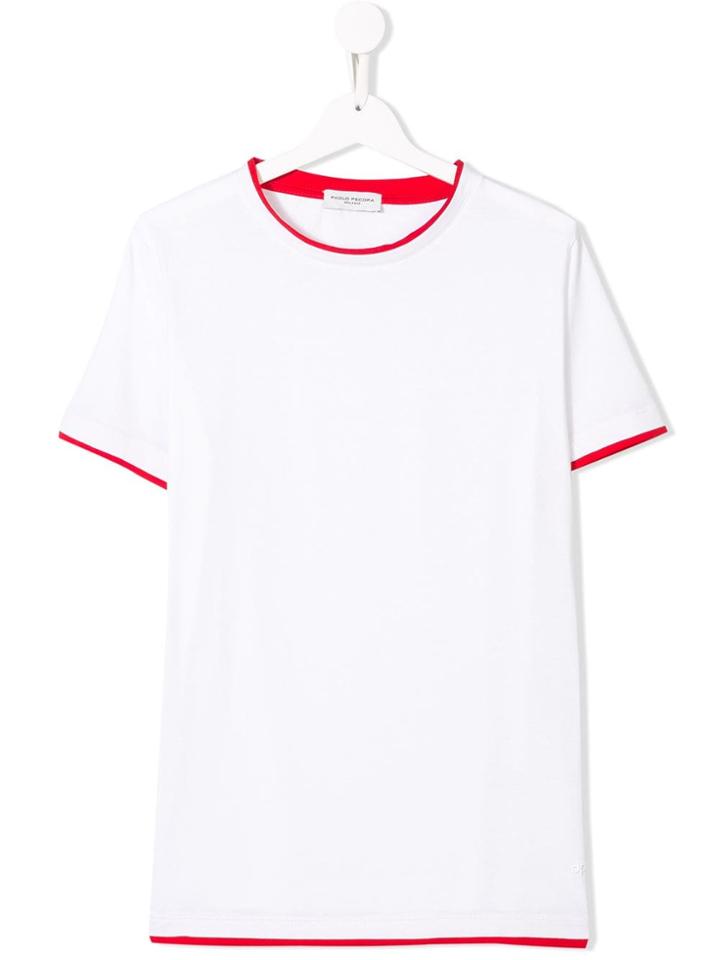 Paolo Pecora Kids Contrast-trim T-shirt - White