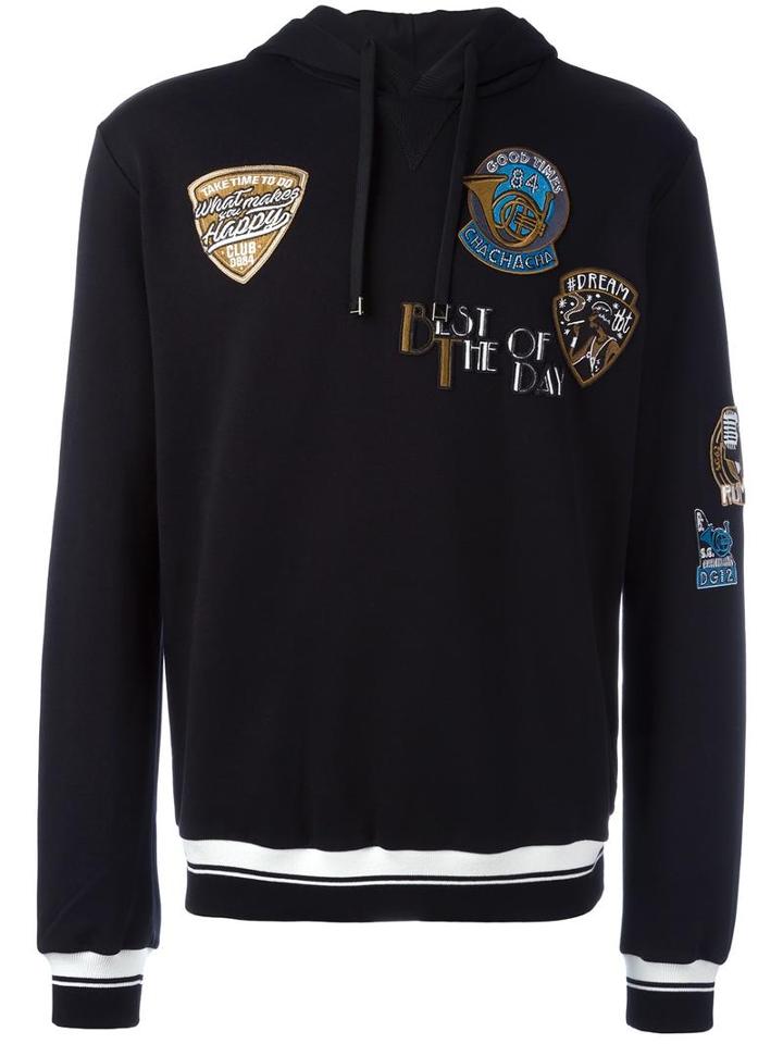 Musical Patch Hoodie, Men's, Size: 50, Black, Cotton/viscose/polyester, Dolce & Gabbana