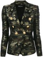 Balmain - Camouflage Double Breasted Blazer - Women - Cotton/polyester/acetate/viscose - 40, Green, Cotton/polyester/acetate/viscose