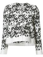 Carolina Herrera Floral Pattern Cropped Jacket, Size: 10, White, Acetate/polyester/cotton/viscose