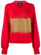 Cavalli Class Bead-embellished Sweatshirt - Red