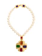 Chanel Pre-owned Cross Medallion Necklace - White