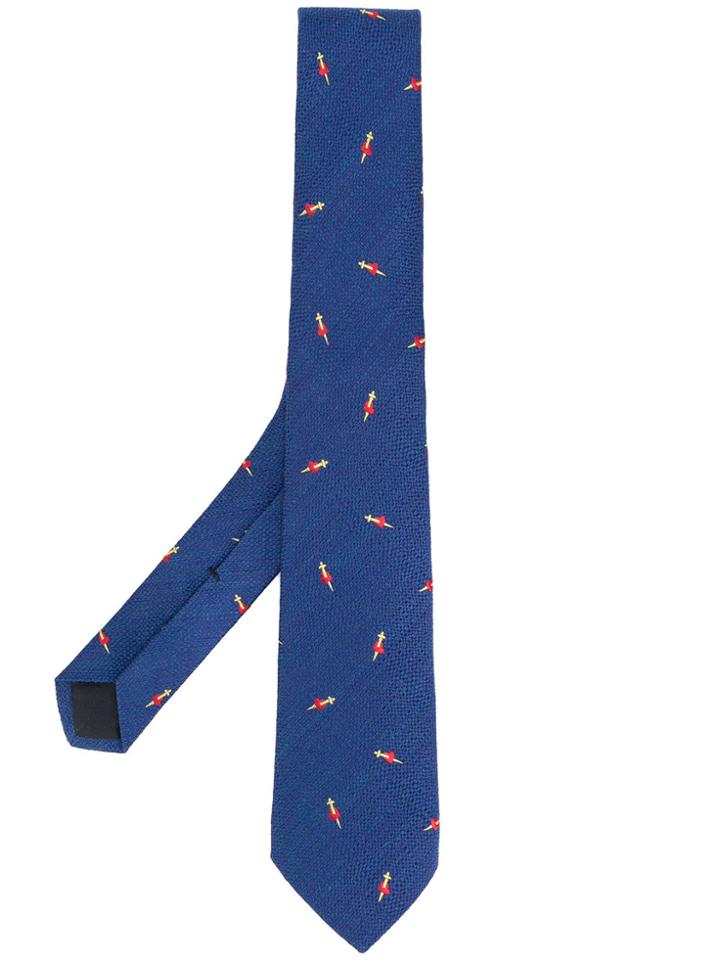 Gucci Pierced Heart Tie - Blue