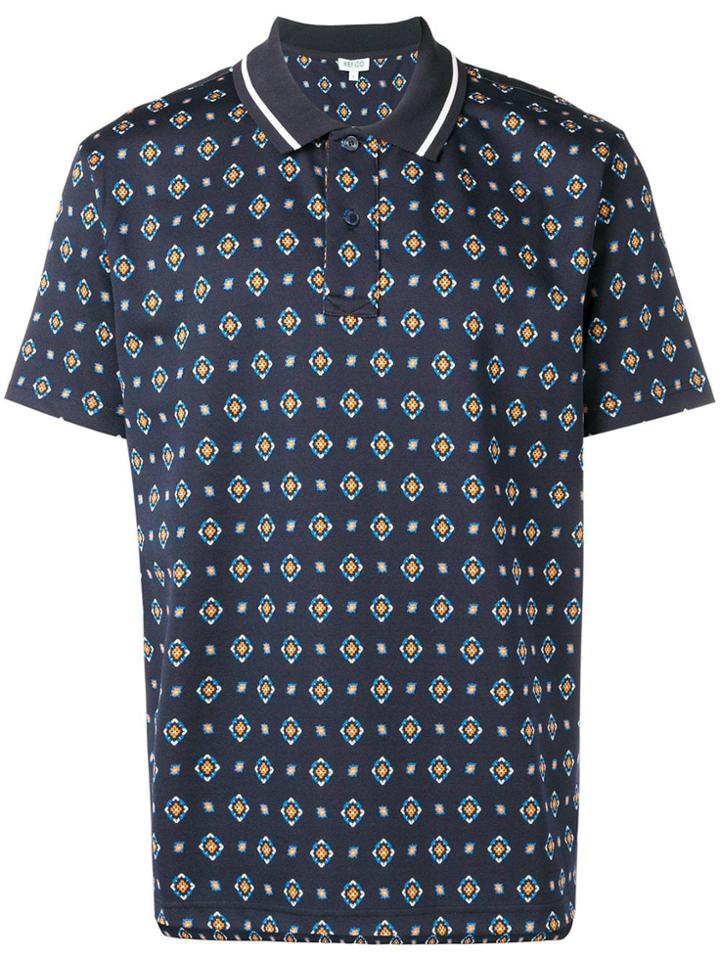 Kenzo Geometric Print Polo Shirt - Blue