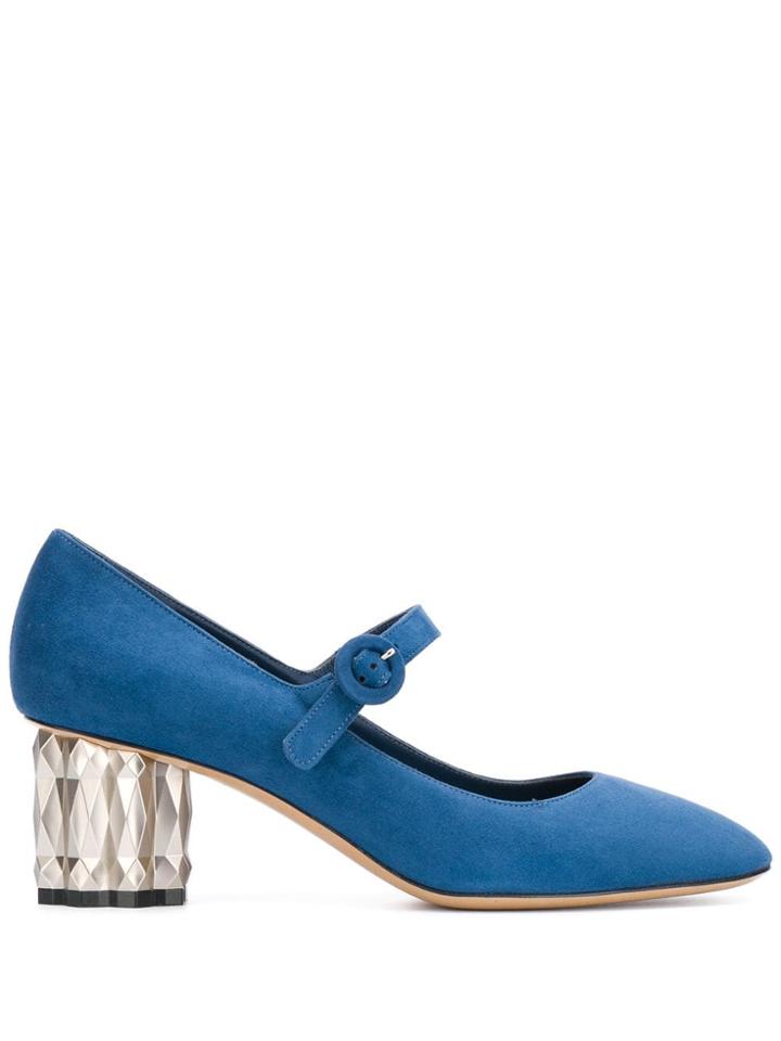 Salvatore Ferragamo Block-heel Mary Jane Pumps - Blue