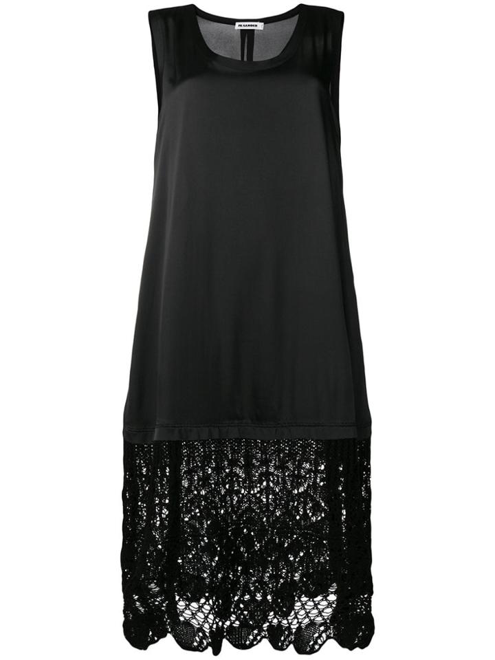 Jil Sander Crochet Hem Shift Dress - Black