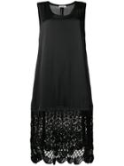 Jil Sander Crochet Hem Shift Dress - Black