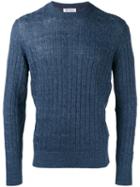 Brunello Cucinelli Cable Knit Jumper, Men's, Size: 52, Blue, Cotton/linen/flax