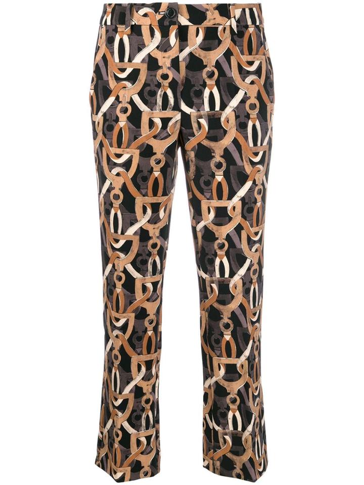 Luisa Cerano Cropped Chain Print Trousers - Black