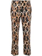 Luisa Cerano Cropped Chain Print Trousers - Black