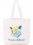 'fox Ines' Printed Tote - Unisex - Cotton - One Size, Nude/neutrals, Cotton, Maison Kitsuné
