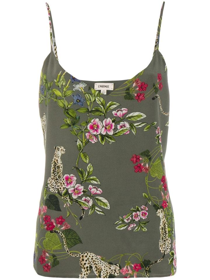 L'agence Floral Print Vest Top - Green
