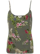 L'agence Floral Print Vest Top - Green