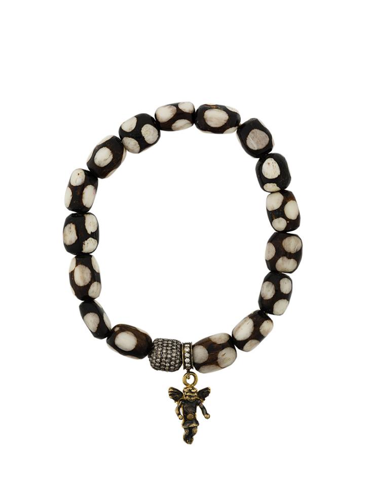 Loree Rodkin Beaded Gold Angel Bracelet - Brown