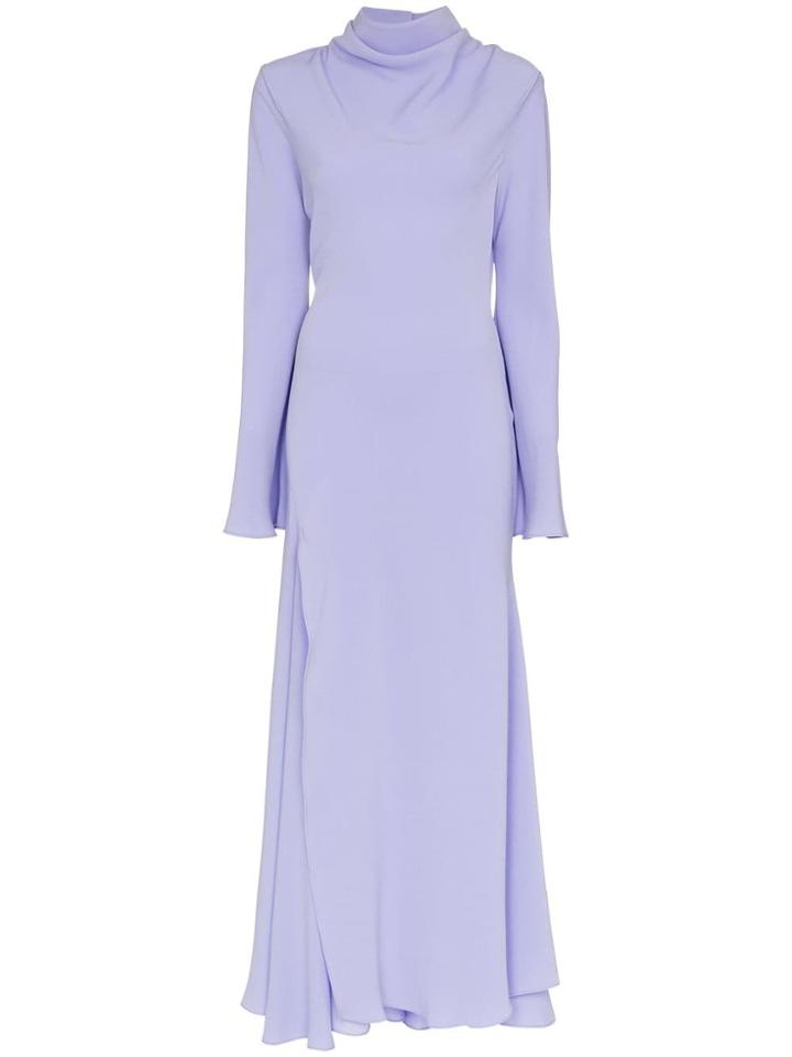 Ellery Georgian High Neck Slit Detail Dress - Pink & Purple