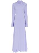 Ellery Georgian High Neck Slit Detail Dress - Pink & Purple