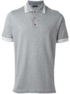 Kiton Contrast Stripe Polo Shirt, Men's, Size: Xl, Grey, Cotton
