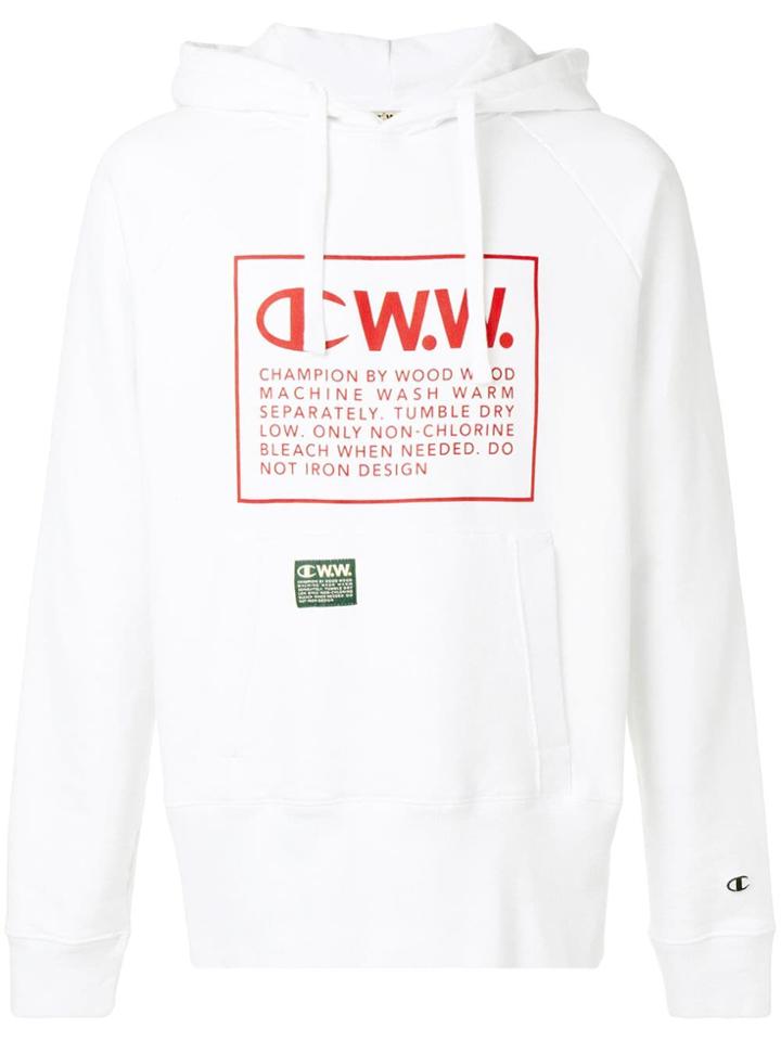 Champion X Wood Wood Logo Printed Hoodie - White