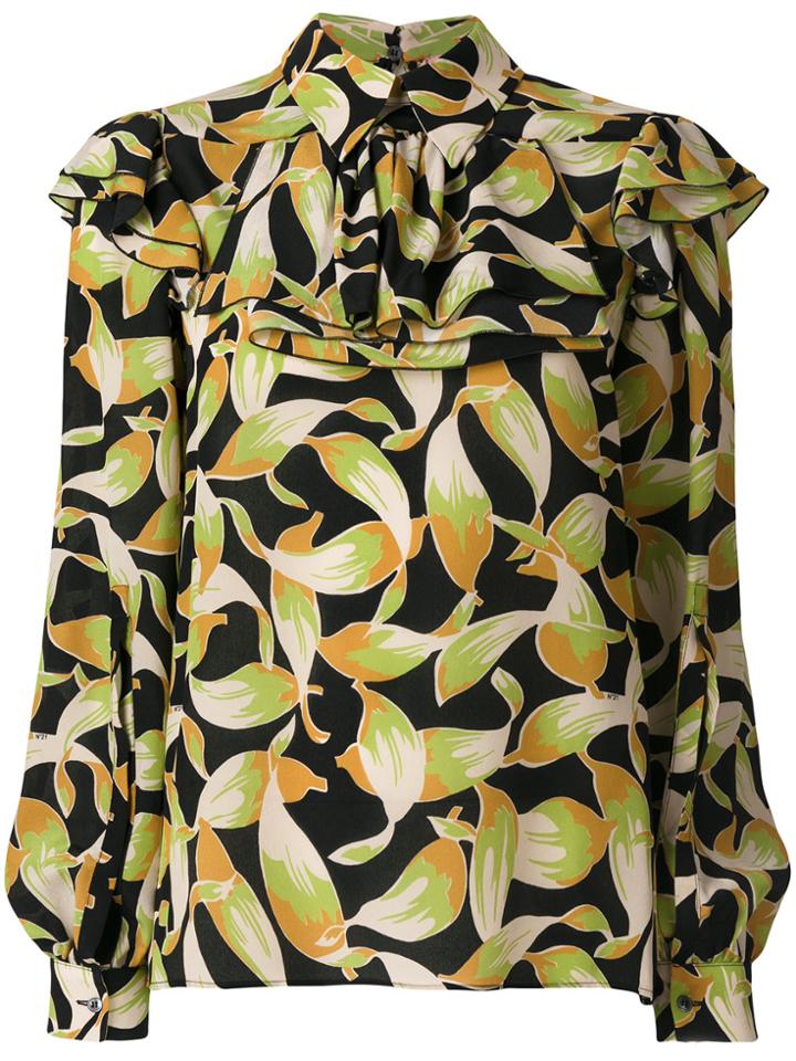 No21 Printed Ruffle Blouse - Green