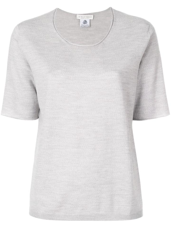 Le Tricot Perugia Short-sleeve Jumper - Grey