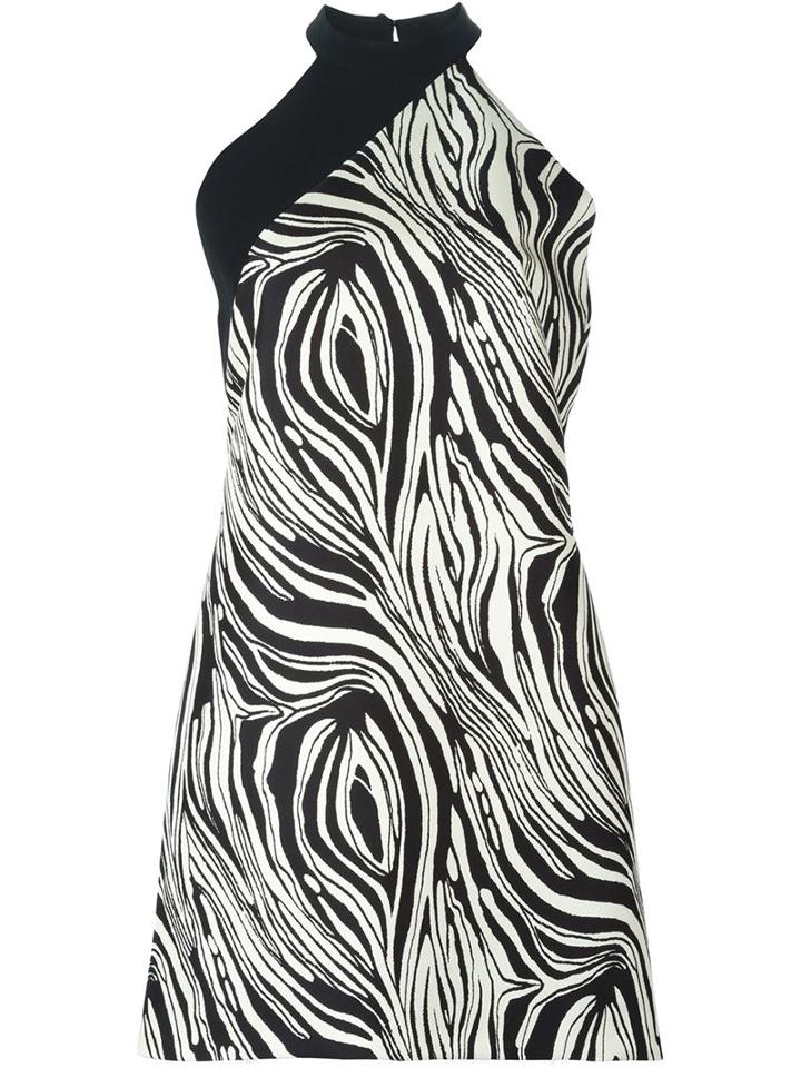 Fausto Puglisi Zebra Print Halterneck Dress, Women's, Size: 40, Black, Silk/acetate/viscose/silk