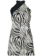 Fausto Puglisi Zebra Print Halterneck Dress, Women's, Size: 40, Black, Silk/acetate/viscose/silk