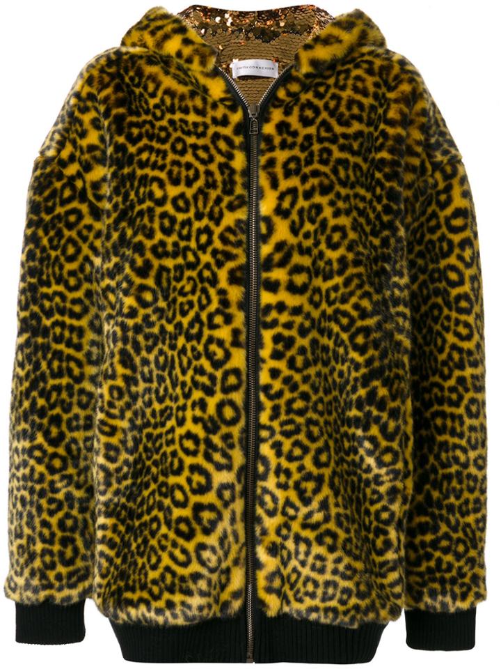 Faith Connexion Leopard Print Coat - Yellow & Orange